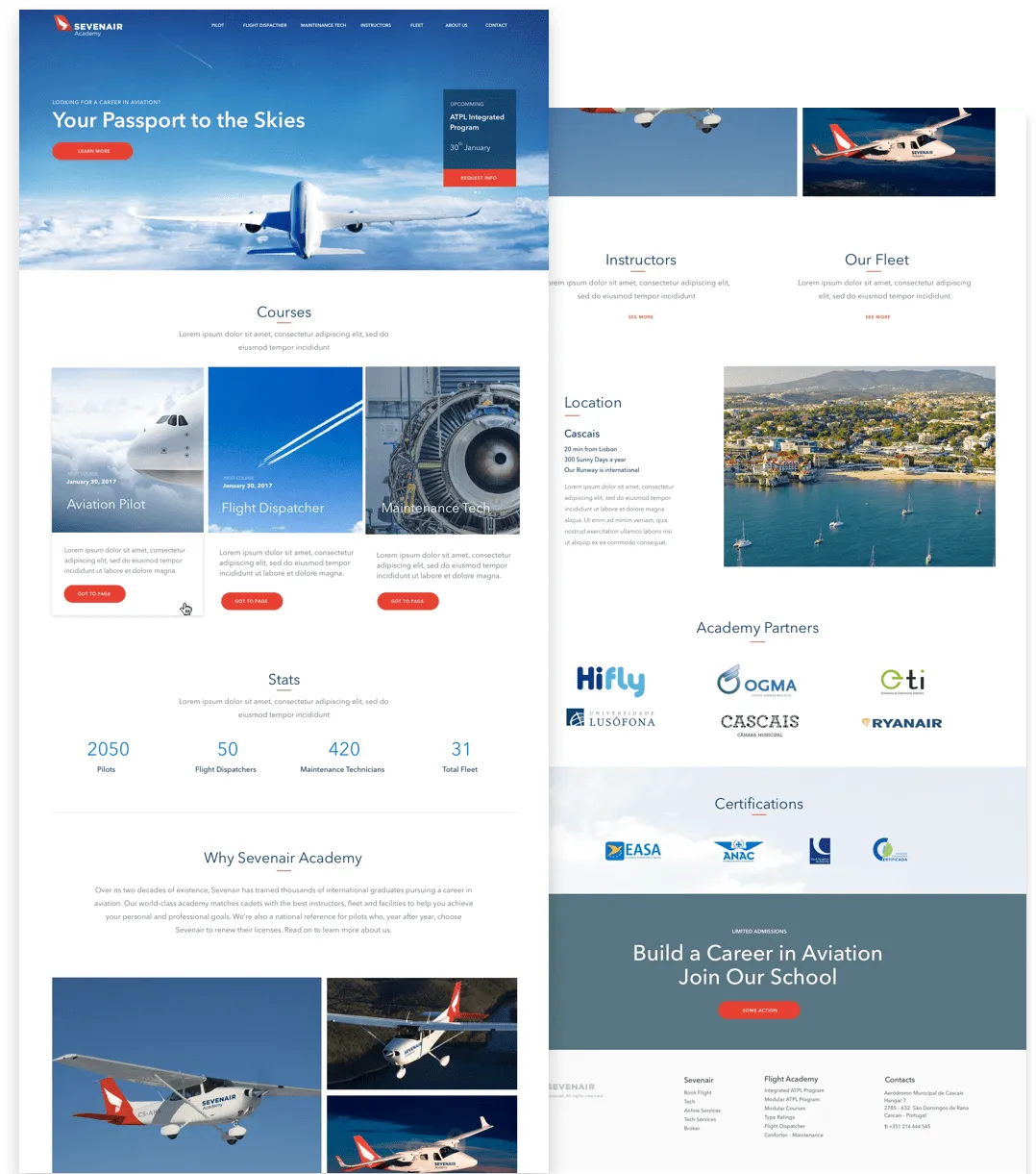 Sevenair Website Desktop
